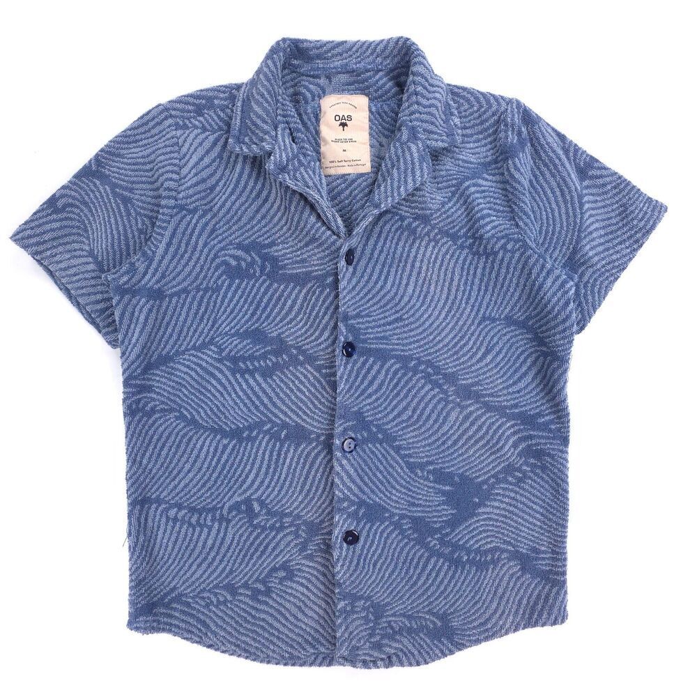 NEW OAS Wavy Cuba Terry Shirt Towel Resort Casual 90s Y2k Vacation Indie Urban